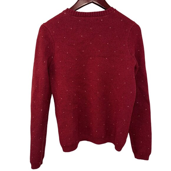 Bass Womens Knit Sweater With Reindeer Pattern Size M Red & White - Picture 5 of 5